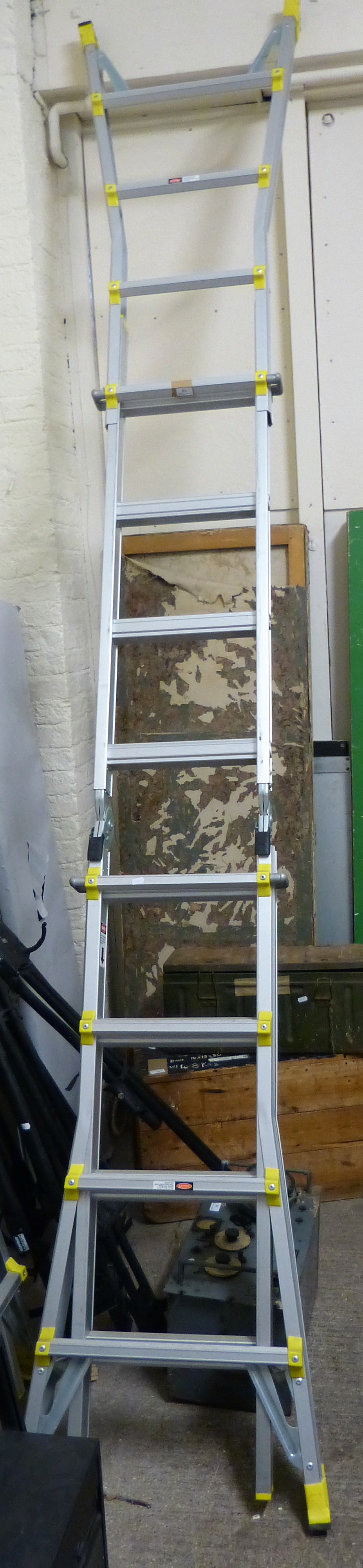 A folding aluminium ladder