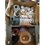 A collection of coloured art glass vases, fruit bowls, Ainsley and Wedgwood ware, etc. (2)