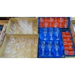 Fine cut Bohemia crystal boxed glassware, together with hand cut crystal drinking glasses boxed