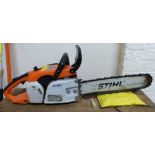 A Stihl 032 AV electronic petrol chainsaw, case