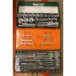 A Kamasa tools 27 piece 3/4" AF/MM socket set 2" - 15/16th case and a Draper extensive socket set