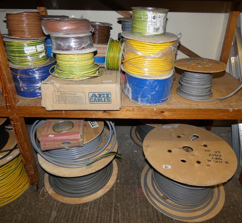 Two shelves of unused electrical cables