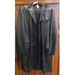 Gucci - A black leather gentlemans full length coat with three buttons, continental size 52 (UK