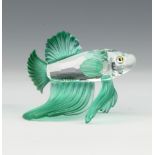 A coloured Swarovski figure "Siamese fighting fish" (green) No 261259/7644000006 designed by Heinz