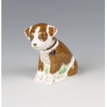 A limited edition Royal Crown Derby paperweight, "Colin the Puppy" 3 1/2" with gold stopper, No