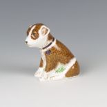 A limited edition Royal Crown Derby paperweight, "Colin the Puppy" 3 1/2" with gold stopper, No