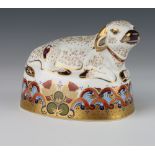 A Royal Crown Derby Imari pattern paperweight in the form of a water buffalo with gold stopper 12cm,