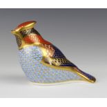 A Royal Crown Derby Imari pattern paperweight in the form of a bird with gold stopper 8.5cm