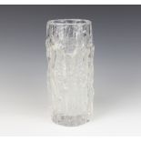 A Whitefriars knobbly clear glass vase 23.5cm