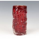 A Whitefriars red glass knobbly vase 15cm