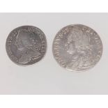 A George 11 Shilling 1758 and a George 11 sixpence 1758