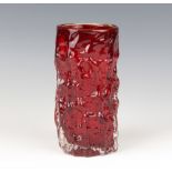 A Whitefriars red glass knobbly vase 15cm