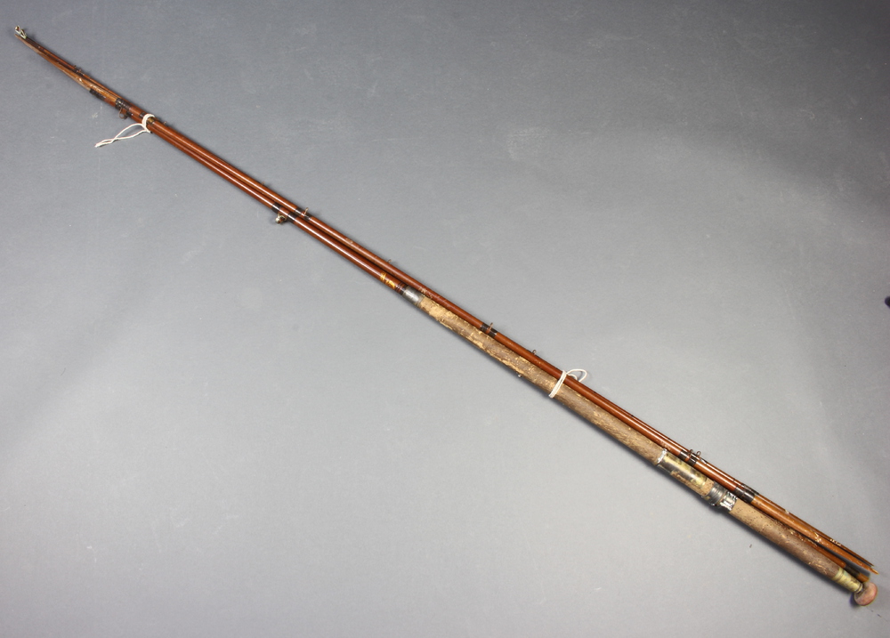 Farlows of London, a 15ft spliced salmon fishing rod with 2 tips, circa 1900