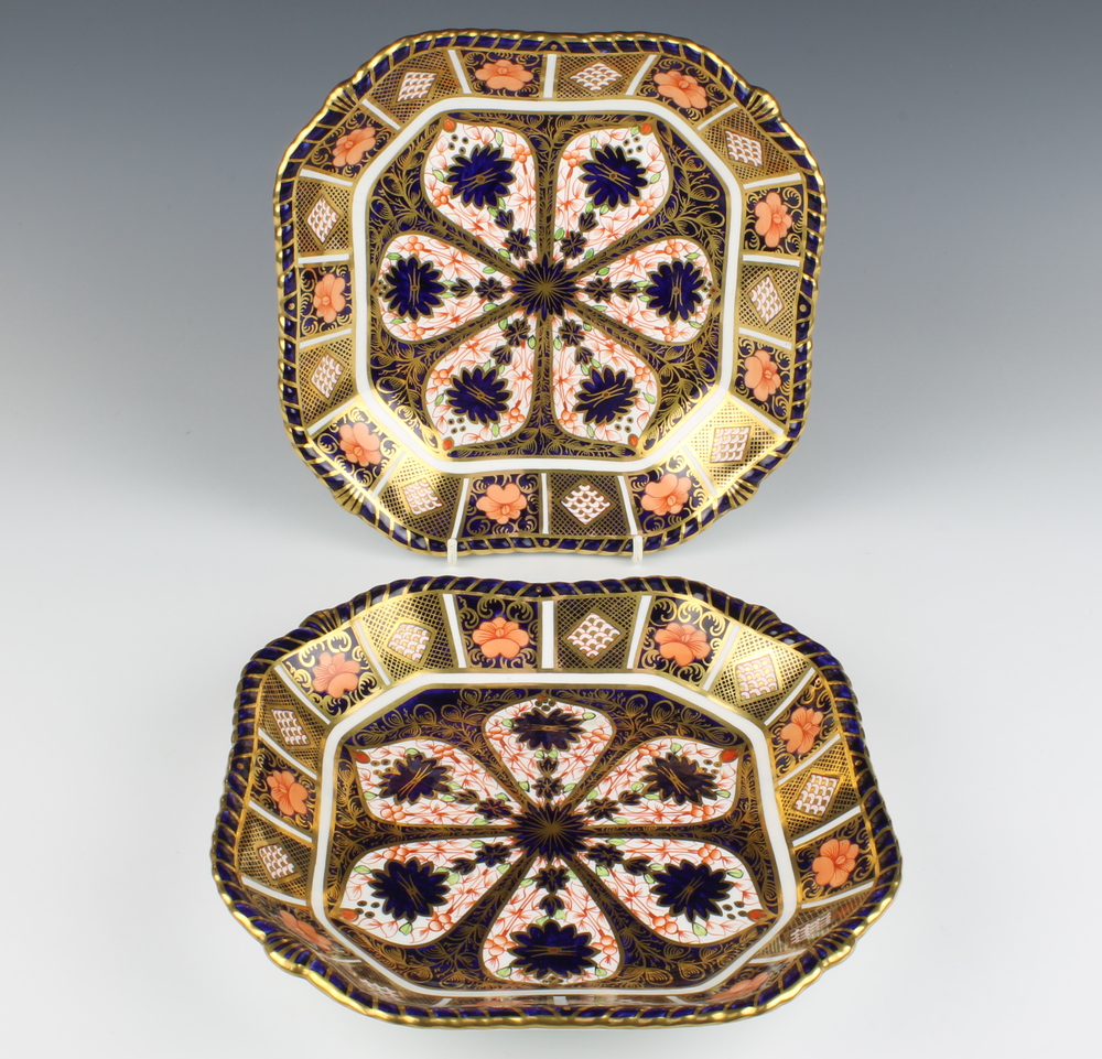 A pair of Royal Crown Derby Imari pattern octagonal plates 23cm