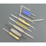 Seven advertising knives including a "Stewarts and Lloyds Ltd" folding ruler knife by G.Ibberson
