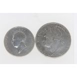 A George IV crown 1821 and a George IV half crown 1825