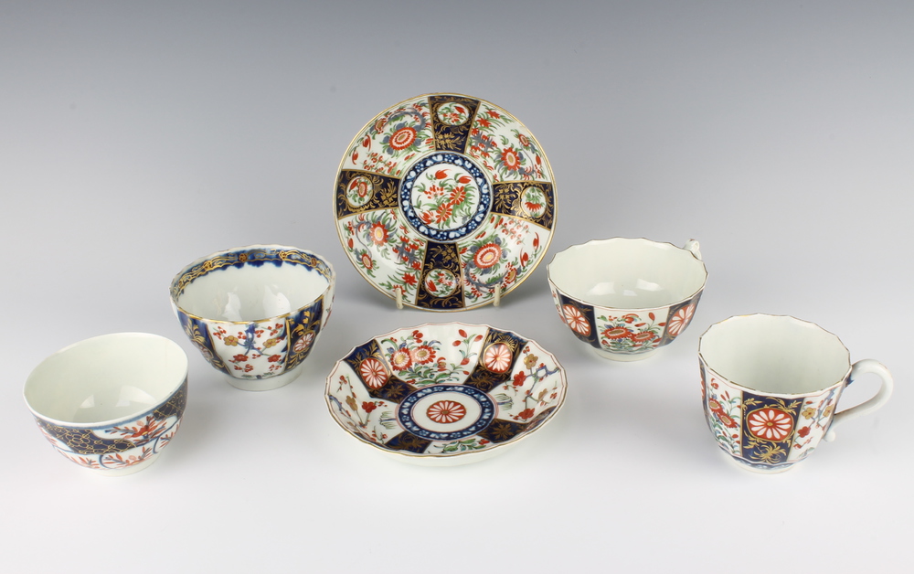 A Chamberlains Worcester saucer decorated in the Imari pattern 12cm, a do. from the Godden Reference