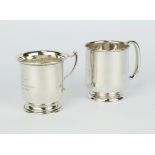 Two silver mugs with inscriptions Sheffield 1940 and London 1910, 174 grams1 mug has multiple dents