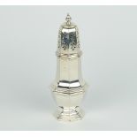 A silver octagonal sugar shaker Birmingham 1933, maker Mappin & Webb 222 grams, 21cm