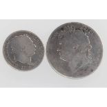 A George III shilling 1820 and half crown 1820