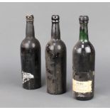 A bottle of Warres 1963 vintage port together with 2 bottles of unlabelled vintage port