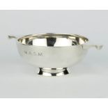 A silver quaich of plain form with engraved monogram Sheffield 1937 160 grams