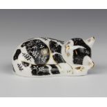 A Royal Crown Derby Imari pattern paperweight of a cat Misty with gold stopper 4cm