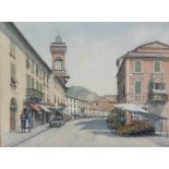 Dorothy Watts, watercolour signed, "The Via Colombo Sestri Le Vante Mall Gallero" label on verso