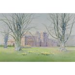 J C Railton, watercolour, signed, study of a country house 31.5cm x 48.5cm