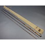 An early William Garden of Aberdeen 14ft spliced salmon fishing rod with 2 tips, correct bag and