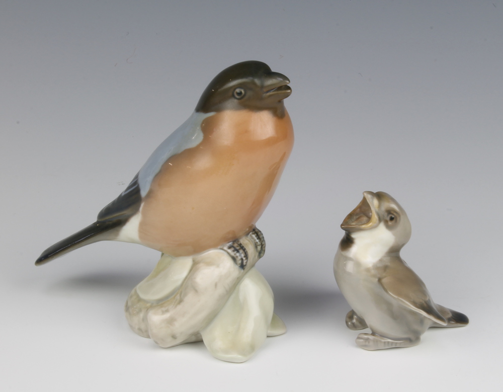 A Bing and Grondahl figure of a bird 1909 12cm, a do. of a chick 1852 7cm