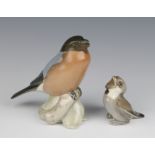 A Bing and Grondahl figure of a bird 1909 12cm, a do. of a chick 1852 7cm