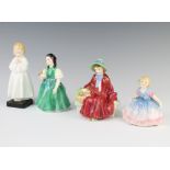 Four Royal Doulton figures - Daisy HN1575 9cm, Francine HN2422 12cm, Bedtime HN1978 14cm and Linda