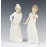 Two Nao figures of girls wearing nightdresses 28cm