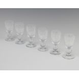 Six Waterford Crystal Colleen pattern liqueur glasses 8cm