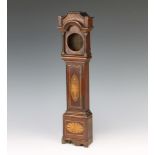 An inlaid mahogany Georgian style miniature longcase clock trunk with detachable hood 37cm h x 8cm w