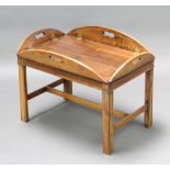 A Georgian style mahogany folding butler's tray raised on a stand 45cm h x 85cm w x 66cm d