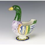 A Wemyss spoon warmer in the form of a duck with impressed marks 20cm The head has been restored and