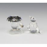 A Swarovski Crystal Toadstools by Adi Stocker 119206/7472030000 1989, 3cm together with a penguin by