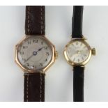 A lady's 9ct yellow gold Bentima wristwatch, a gilt do.