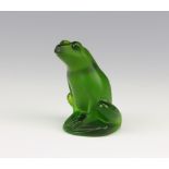 Lalique, a green glass paperweight in the form of a sitting frog, etched Lalique France 6cm h