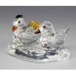 Two Swarovski Crystal mandarin ducks with base 858736/9100000040 2006 by Anton Hirzinger 5cm boxed