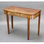 A 19th Century D shaped mahogany side table, raised on square tapered supports, 74cm h x 97cm w x