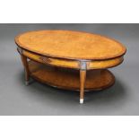 Theodore Alexander, from The Hermitage collection, an oval birds eye maple and cross banded 2 tier