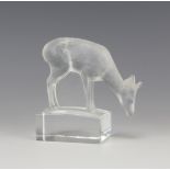 Lalique, a frosted and clear glass deer faun paperweight, etched Lalique France 8cm