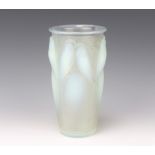 LALIQUE A Ceylan pattern opalescent vase decorated with budgerigars the based etched 'R LALIQUE,