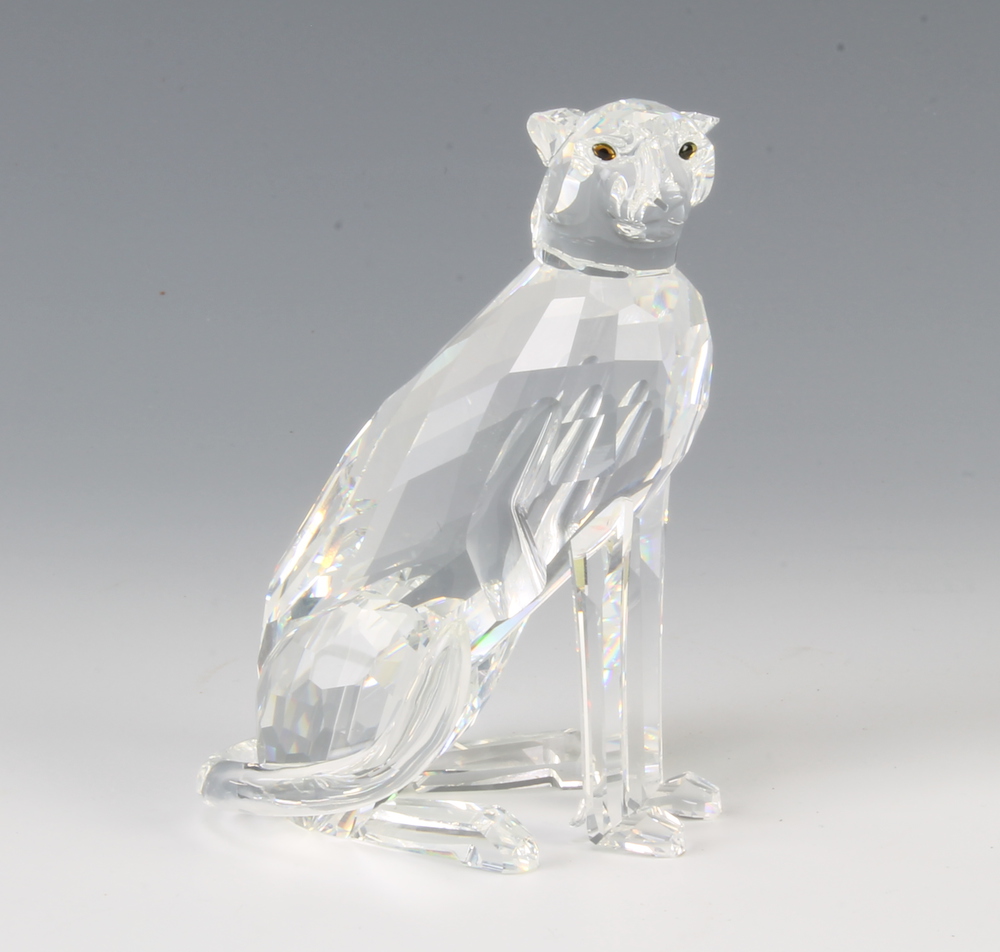 A Swarovski Crystal Cheetah with high tail by Michael Stamey 183225/761000001 1994 10cm boxed