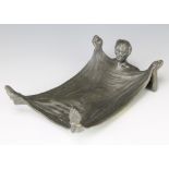 Atkin Brothers Sheffield, a rectangular pin dish/ashtray in the form of a reclining devil 4cm x 13cm