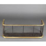 A brass and mesh nursery spark guard 31cm h x 89cm w x 28cm d