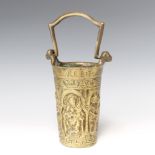 A 16th/17th Century German bronze holy water bucket, the top marked JVST VS-ET-PALMA.FLOREBIT 1551